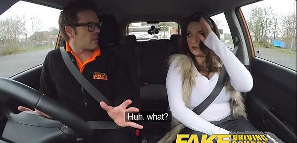  Fake Driving School Instructor gets titty wank from busty british babe